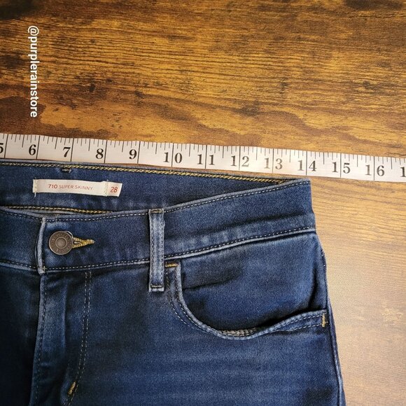 Levi's Jeans 28 Super Skinny 710 Mid Rise Medium Dark Wash Stretch Western - Picture 7 of 13